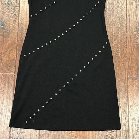 XS ALLEN B. Black Business Mini Dress with Silver Studs - Picture 3 of 10
